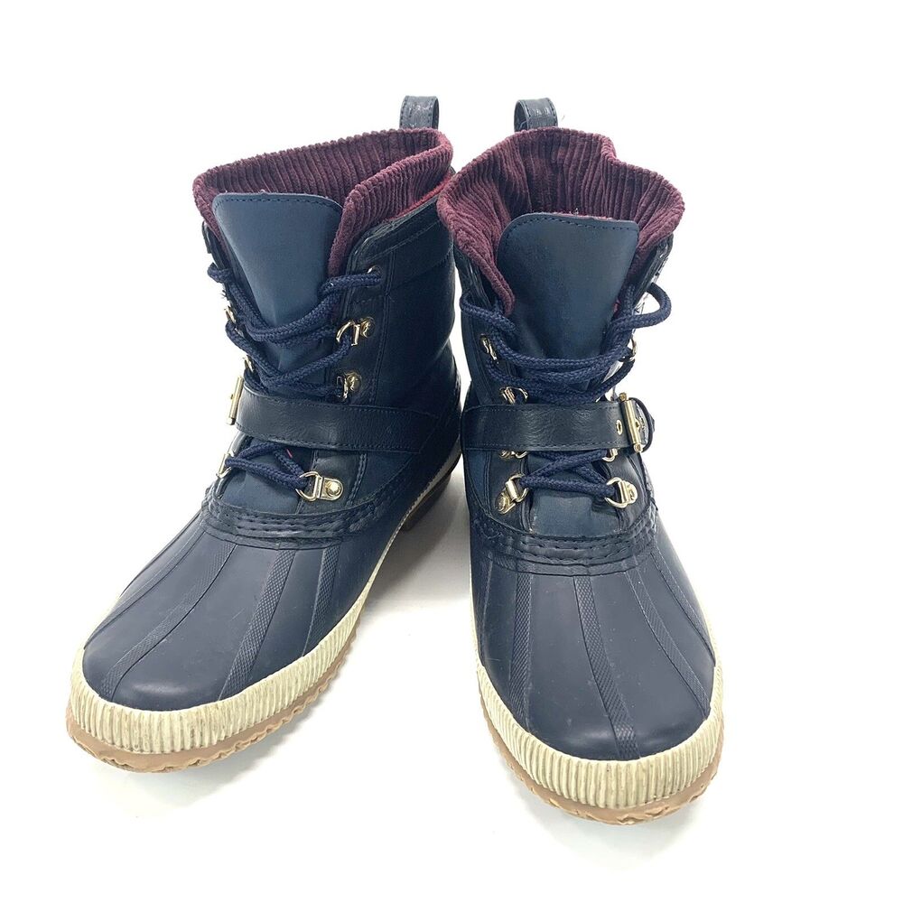 Tommy Hilfiger Womens 10M Twenzo Winter Boots Blue Ankle Lace Up Duck Boot